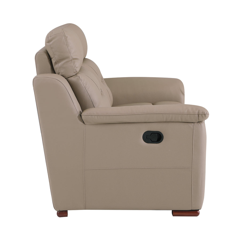 English Elm Global Reclining Modern Beige Leather Air Chair with Lumbar Support, Stainless Steel Base, Plush Comfort B05777739