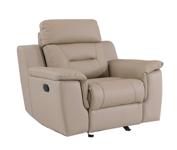 English Elm Global Reclining Modern Beige Leather Air Chair with Lumbar Support, Stainless Steel Base, Plush Comfort B05777739