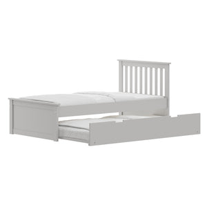 English Elm Gray Twin Trundle Bed Solid Wood White Finish – Durable Space-Saving Kids Bed with Pull-Out Guest Mattress (Made in Brazil) B03778715