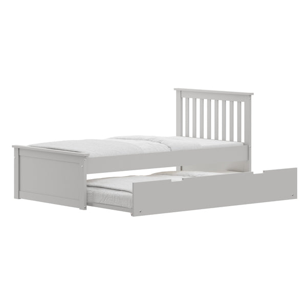 English Elm Gray Twin Trundle Bed Solid Wood White Finish – Durable Space-Saving Kids Bed with Pull-Out Guest Mattress (Made in Brazil) B03778715