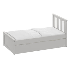 English Elm Gray Twin Trundle Bed Solid Wood White Finish – Durable Space-Saving Kids Bed with Pull-Out Guest Mattress (Made in Brazil) B03778715