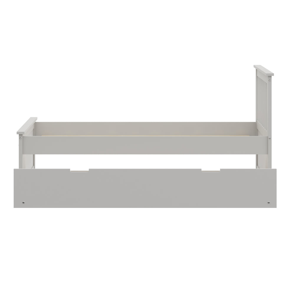English Elm Gray Twin Trundle Bed Solid Wood White Finish – Durable Space-Saving Kids Bed with Pull-Out Guest Mattress (Made in Brazil) B03778715