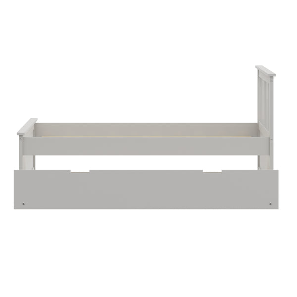 English Elm Gray Twin Trundle Bed Solid Wood White Finish – Durable Space-Saving Kids Bed with Pull-Out Guest Mattress (Made in Brazil) B03778715