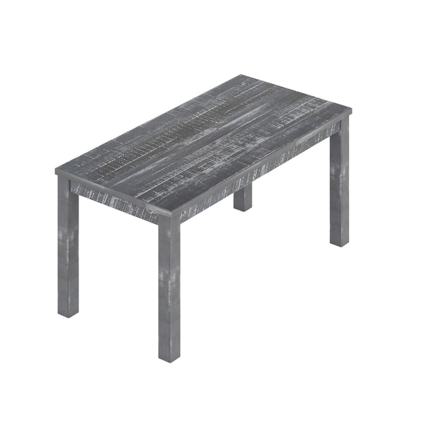 English Elm Albany Solid Wood Dining Table 63" for 6 — Durable Brazilian Craftsmanship, Natural Grain Elegance Gray B03778716