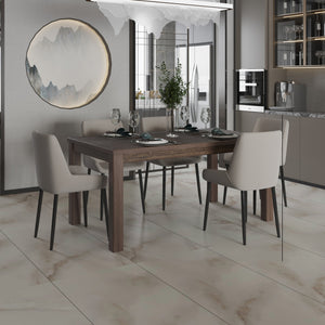 English Elm Albany Solid Wood Dining Table 63" for 6 — Durable Brazilian Craftsmanship, Natural Grain Elegance Espresso B03778717