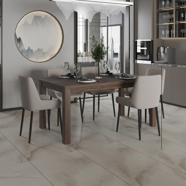 English Elm Albany Solid Wood Dining Table 63" for 6 — Durable Brazilian Craftsmanship, Natural Grain Elegance Espresso B03778717