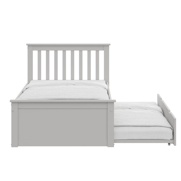 English Elm Gray Twin Trundle Bed Solid Wood White Finish – Durable Space-Saving Kids Bed with Pull-Out Guest Mattress (Made in Brazil) B03778715