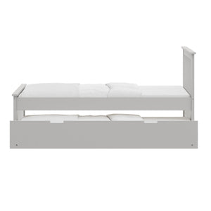 English Elm Gray Twin Trundle Bed Solid Wood White Finish – Durable Space-Saving Kids Bed with Pull-Out Guest Mattress (Made in Brazil) B03778715