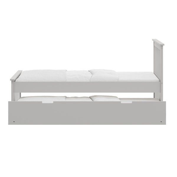 English Elm Gray Twin Trundle Bed Solid Wood White Finish – Durable Space-Saving Kids Bed with Pull-Out Guest Mattress (Made in Brazil) B03778715
