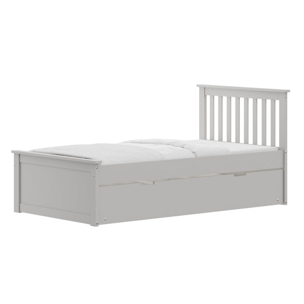 English Elm Gray Twin Trundle Bed Solid Wood White Finish – Durable Space-Saving Kids Bed with Pull-Out Guest Mattress (Made in Brazil) B03778715