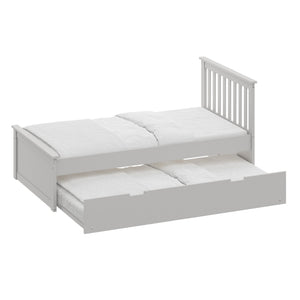 English Elm Gray Twin Trundle Bed Solid Wood White Finish – Durable Space-Saving Kids Bed with Pull-Out Guest Mattress (Made in Brazil) B03778715