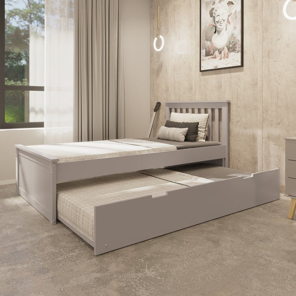 English Elm Gray Twin Trundle Bed Solid Wood White Finish – Durable Space-Saving Kids Bed with Pull-Out Guest Mattress (Made in Brazil) B03778715