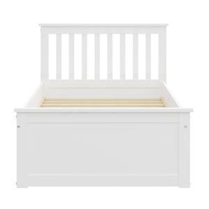 English Elm White Twin Trundle Bed Solid Wood, Heavy-Duty Malibu Frame with Space-Saving Pull-Out Trundle Bed B03778714