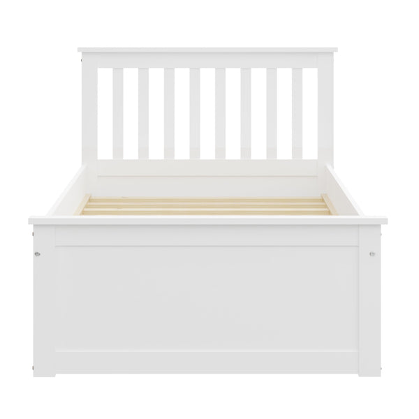 English Elm White Twin Trundle Bed Solid Wood, Heavy-Duty Malibu Frame with Space-Saving Pull-Out Trundle Bed B03778714
