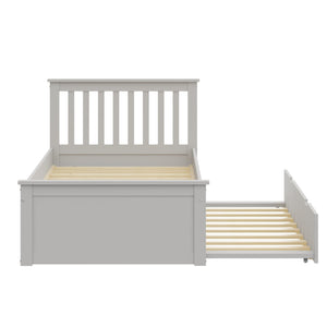 English Elm Gray Twin Trundle Bed Solid Wood White Finish – Durable Space-Saving Kids Bed with Pull-Out Guest Mattress (Made in Brazil) B03778715
