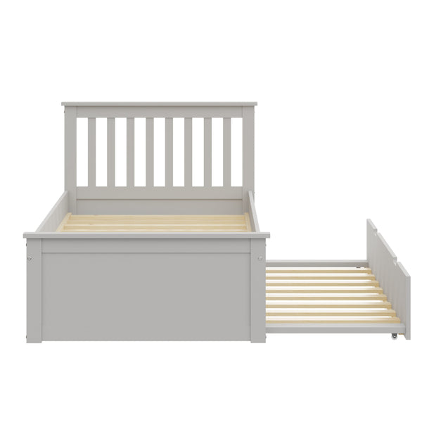 English Elm Gray Twin Trundle Bed Solid Wood White Finish – Durable Space-Saving Kids Bed with Pull-Out Guest Mattress (Made in Brazil) B03778715