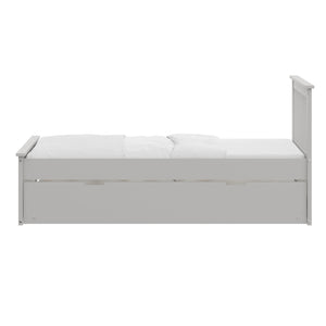 English Elm Gray Twin Trundle Bed Solid Wood White Finish – Durable Space-Saving Kids Bed with Pull-Out Guest Mattress (Made in Brazil) B03778715