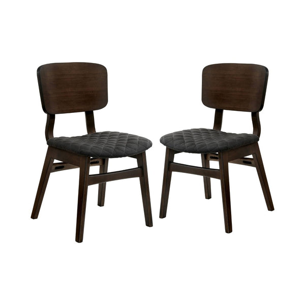 English Elm Set of 2 Mid-Century Modern Walnut Side Chairs with Quilted Gray Padded Seats Curved Back, Solid Wood B01178722