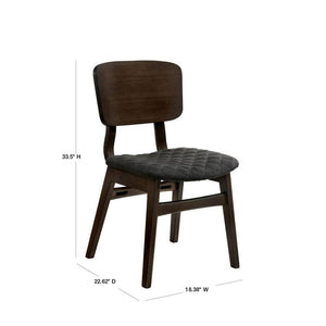 English Elm Set of 2 Mid-Century Modern Walnut Side Chairs with Quilted Gray Padded Seats Curved Back, Solid Wood B01178722