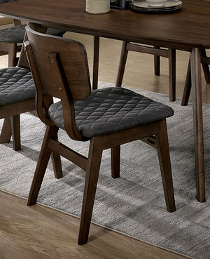 English Elm Set of 2 Mid-Century Modern Walnut Side Chairs with Quilted Gray Padded Seats Curved Back, Solid Wood B01178722