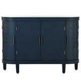 Hearth and Haven Chicago Accent Storage Cabinet with Antique Pattern Doors, Navy Blue WF298818AAV