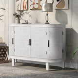 Hearth and Haven Chicago Accent Storage Cabinet with Antique Pattern Doors, White WF298818AAK