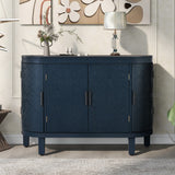 Hearth and Haven Chicago Accent Storage Cabinet with Antique Pattern Doors, Navy Blue WF298818AAV