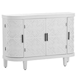 Chicago Accent Storage Cabinet with Antique Pattern Doors, White