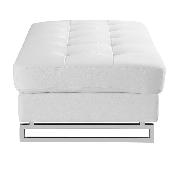 English Elm Global United Oversized Genuine Leather Ottoman with Chrome Legs for Luxurious Comfort and Style White B05777933