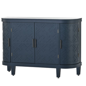 Hearth and Haven Chicago Accent Storage Cabinet with Antique Pattern Doors, Navy Blue WF298818AAV