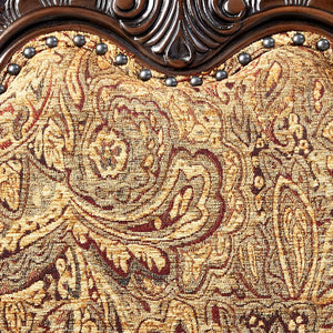 English Elm Traditional Brown Cherry Side Chairs Set of 2 - Solid Wood Dining Chairs with Damask Upholstered Seats, Carved Details B01178730