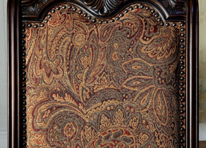 English Elm Traditional Brown Cherry Side Chairs Set of 2 - Solid Wood Dining Chairs with Damask Upholstered Seats, Carved Details B01178730