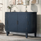 Hearth and Haven Chicago Accent Storage Cabinet with Antique Pattern Doors, Navy Blue WF298818AAV