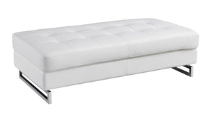 English Elm Global United Oversized Genuine Leather Ottoman with Chrome Legs for Luxurious Comfort and Style White B05777933