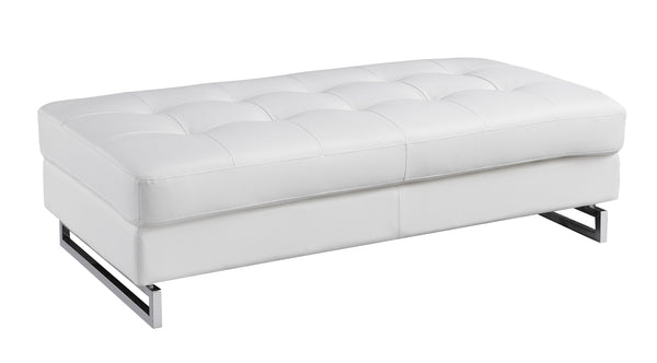 English Elm Global United Oversized Genuine Leather Ottoman with Chrome Legs for Luxurious Comfort and Style White B05777933