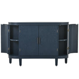 Hearth and Haven Chicago Accent Storage Cabinet with Antique Pattern Doors, Navy Blue WF298818AAV