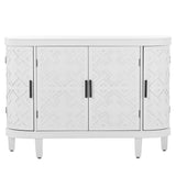 Hearth and Haven Chicago Accent Storage Cabinet with Antique Pattern Doors, White WF298818AAK