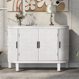 Hearth and Haven Chicago Accent Storage Cabinet with Antique Pattern Doors, White WF298818AAK