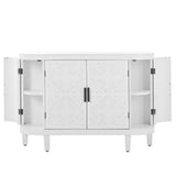 Hearth and Haven Chicago Accent Storage Cabinet with Antique Pattern Doors, White WF298818AAK