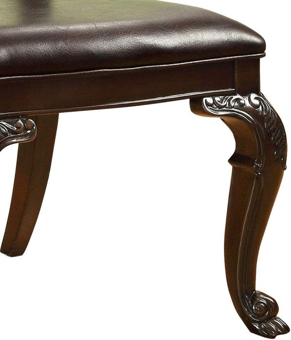 English Elm Traditional Side Chairs Set Of 2 - Elegant Brown Cherry Wood With Padded Leatherette Seats For Dining B01178728-GIGA