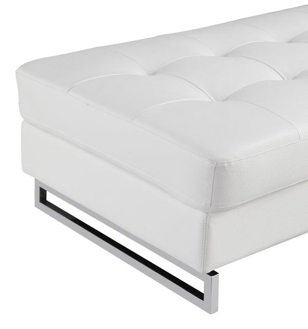 English Elm Global United Oversized Genuine Leather Ottoman with Chrome Legs for Luxurious Comfort and Style White B05777933
