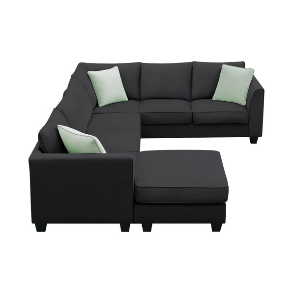 English Elm Seven Seat Modular L Shape Sectional Sofa with Ottoman Polyester Living Room GS009012AAB