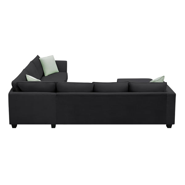 English Elm Seven Seat Modular L Shape Sectional Sofa with Ottoman Polyester Living Room GS009012AAB