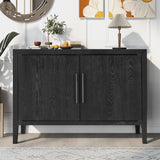 Hearth and Haven Sideboard with Metal Handles and 2 Doors for Hallway, Black WF299849AAB