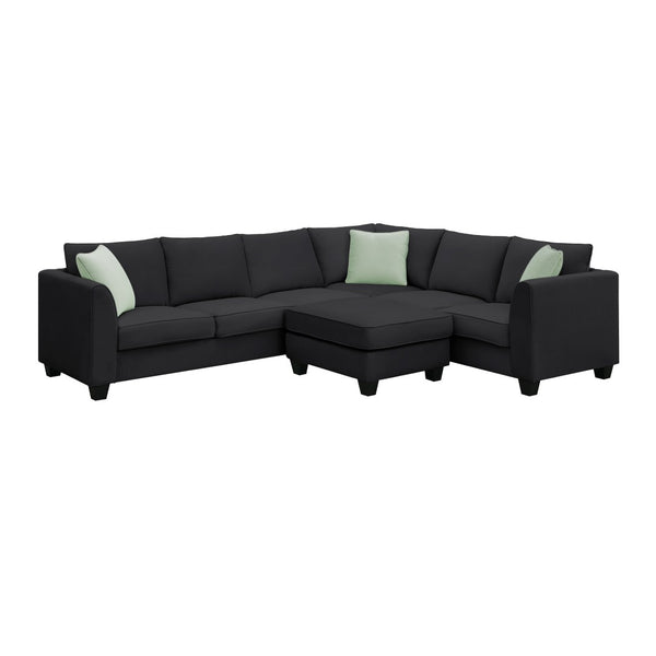English Elm 9012aab-package1 Modular Polyester Sectional Sofa with Reversible Ottoman for Living Rooms WF315546AAB