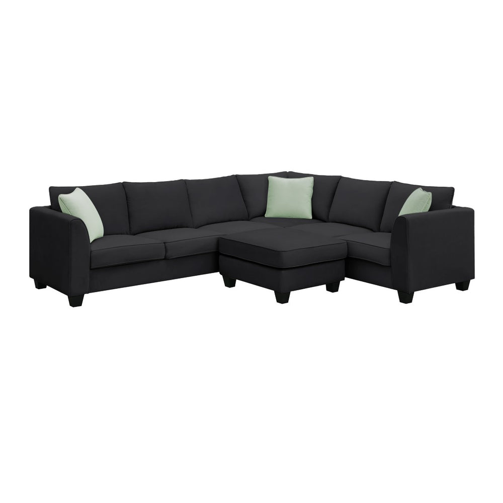 English Elm 9012aab-package2 Modular Sectional Sofa with Reversible Ottoman for Modern Living WF315547AAB