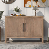 Hearth and Haven Sideboard with Metal Handles and 2 Doors for Hallway, Oak WF299849AAA