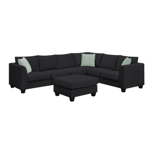 English Elm Seven Seat Modular L Shape Sectional Sofa with Ottoman Polyester Living Room GS009012AAB