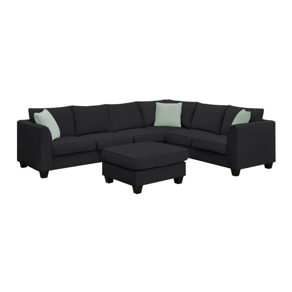 English Elm Seven Seat Modular L Shape Sectional Sofa with Ottoman Polyester Living Room GS009012AAB