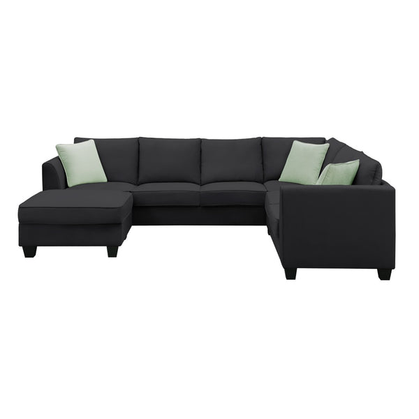 English Elm Seven Seat Modular L Shape Sectional Sofa with Ottoman Polyester Living Room GS009012AAB